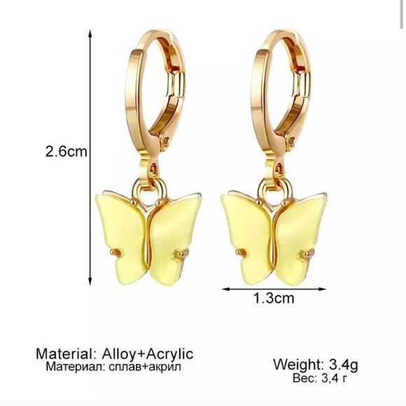 YELLOW BUTTERFLY EARRINGS - Picture 3 of 4